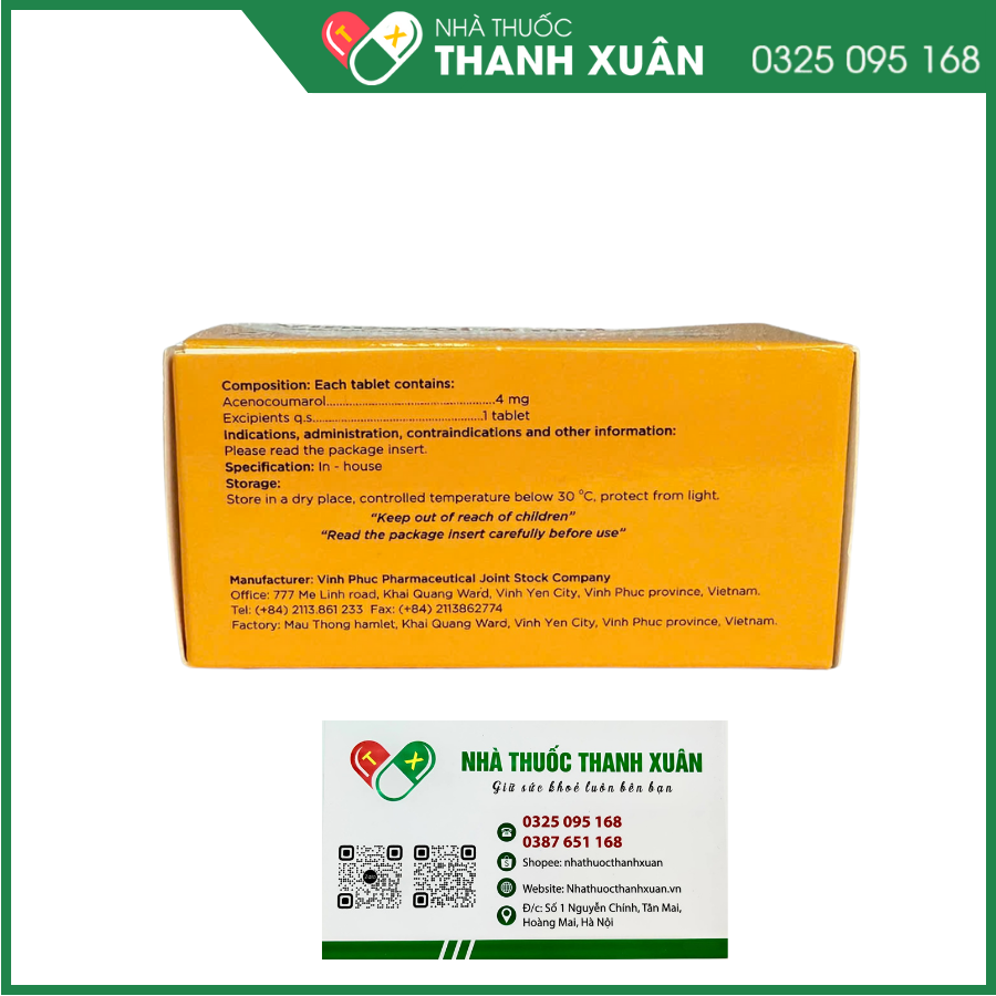 Vincerol 4mg - Phòng và trị huyết khối (10 vỉ x 10 viên)